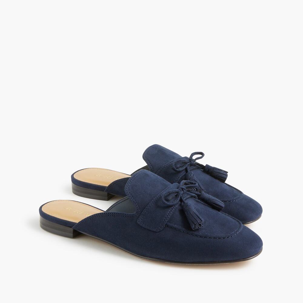 NWT J Crew Factory Tassel Mules navy Blue Size 11